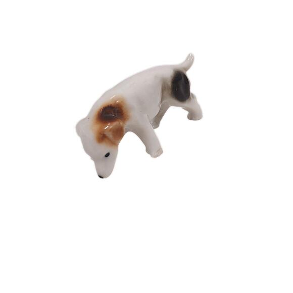 Vntg Beagle Hunting Hound Dog 3" Ceramic Figure Brown White Spots Japan Collect - Picture 2 of 15